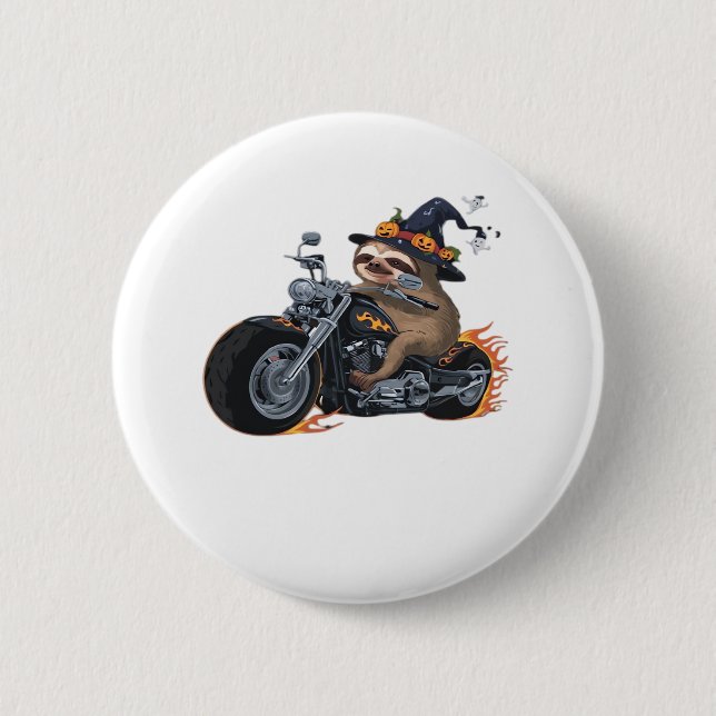 Spooky Sloth Motorrad-Ride Halloween Biker Fun C Button (Vorderseite)
