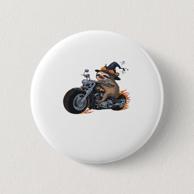 Spooky Sloth Motorrad-Ride Halloween Biker Fun C Button (Vorderseite)