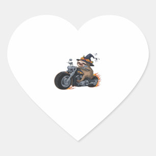 Spooky Sloth Motorrad-Ride Halloween Biker Fun C Herz-Aufkleber