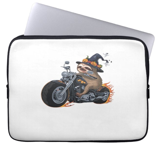 Spooky Sloth Motorrad-Ride Halloween Biker Fun C Laptopschutzhülle (Vorderseite)