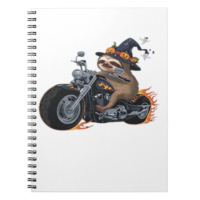 Spooky Sloth Motorrad-Ride Halloween Biker Fun C Notizblock (Vorderseite)
