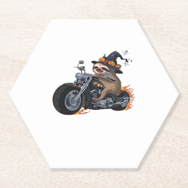 Spooky Sloth Motorrad-Ride Halloween Biker Fun C Untersetzer (Vorderseite)