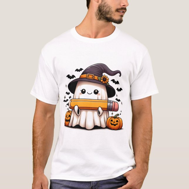 Spooky Smart: Lehrer Ghost-T - Shirt (Vorderseite)