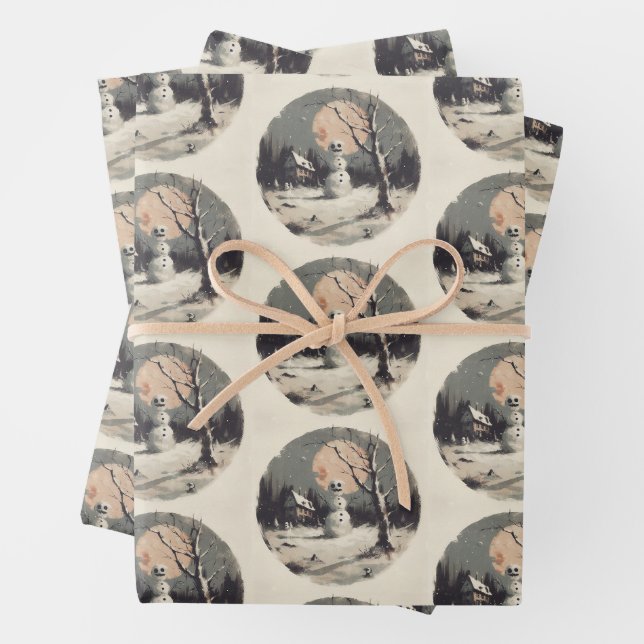 Spooky Snowman Weihnachten Geschenkpapier Set (Beispiel)