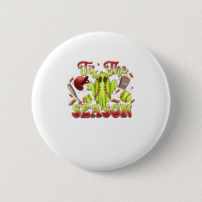 Spooky Softball Costume Funny Halloween Dies ist d Button (Vorderseite)