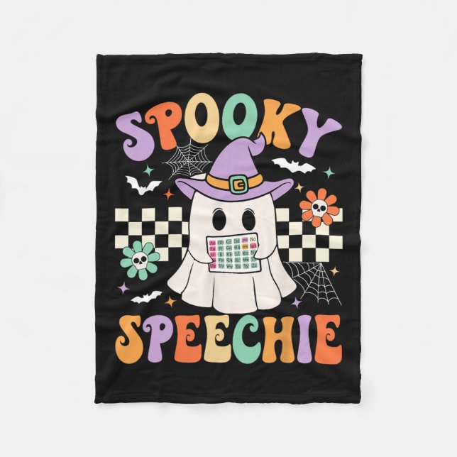 Spooky Speechie Speech Therapie Halloween Retro Sl Fleecedecke (Vorderseite)