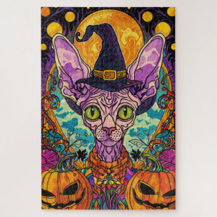 Spooky Sphynx Cat Halloween und Pumpkin