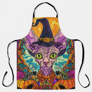 Spooky Sphynx Cat Halloween und Pumpkin Schürze