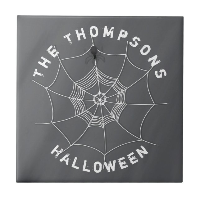 Spooky Spider im Spider Web Fliese (Vorderseite)
