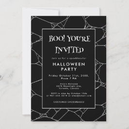 Spooky Spider Web Black & White Halloween-Party Einladung