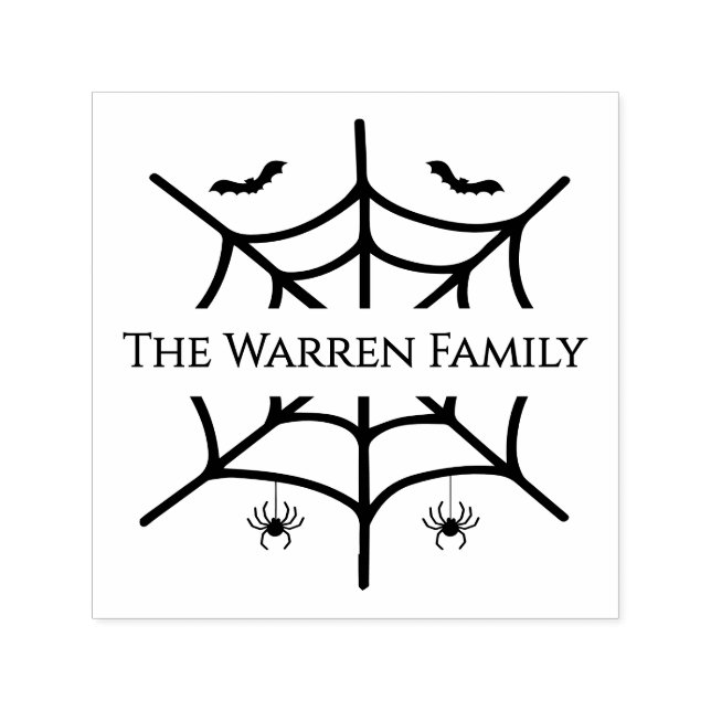 Spooky Spiderweb Spiders Fledermäuse Familienname Permastempel (Design)