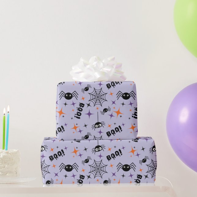 Spooky Spinne Nahtloses Wrapping Papier mit Kobweb Geschenkpapier (Partygeschenke)