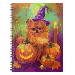 Spooky Spitz Halloween Hexe und Kürbis Notizblock