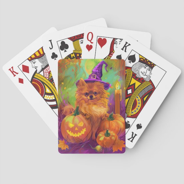 Spooky Spitz Halloween Hexe und Kürbis Spielkarten (Rückseite)