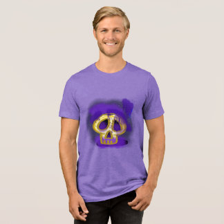 Spooky Spray Paint Skull Graphic T-Shirt Tri-Blend Shirt