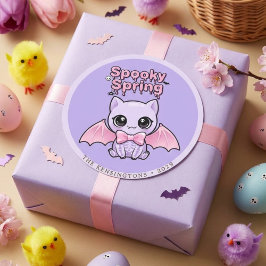 Spooky Spring Bat Lavender Pastel Goth Round Runder Aufkleber