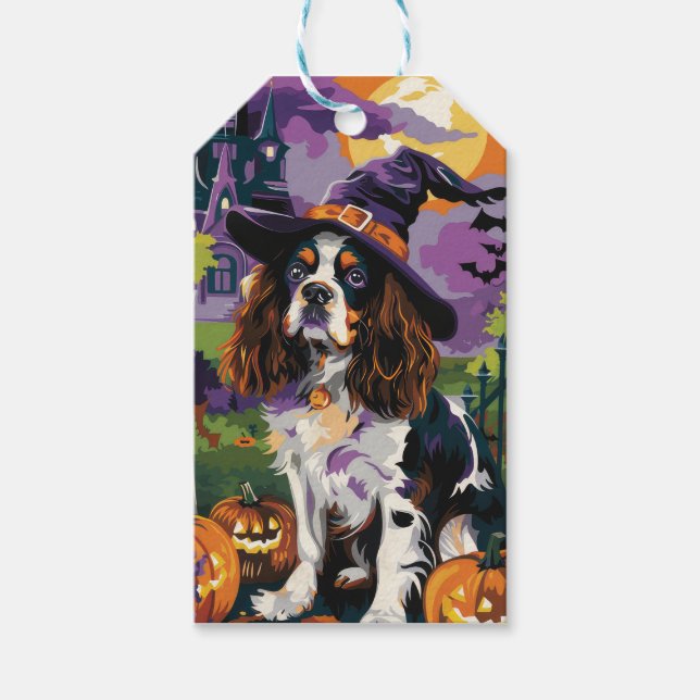 Spooky Springer Spanier Halloween Hexenkürbis Geschenkanhänger (Vorderseite)