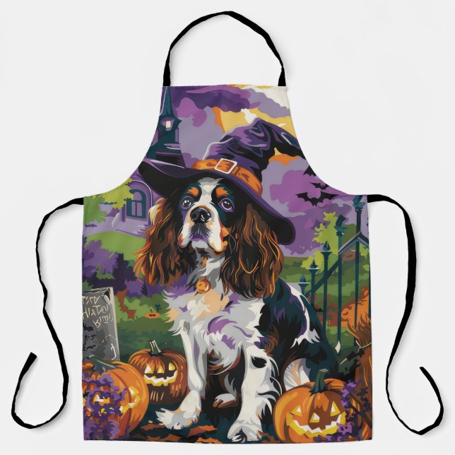 Spooky Springer Spanier Halloween Hexenkürbis Schürze (Vorderseite)