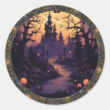 Spooky Spuk Castle Halloween Rundaufkleber
