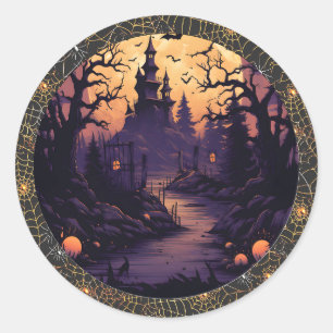 Spooky Spuk Castle Halloween Rundaufkleber Runder Aufkleber