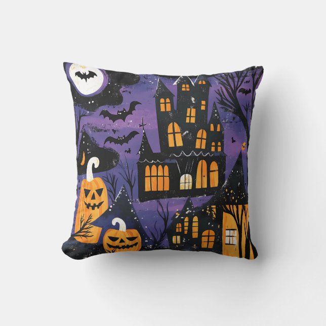 Spooky Spuk Castle Jack-O-Lantern Halloween Kissen (Vorderseite)