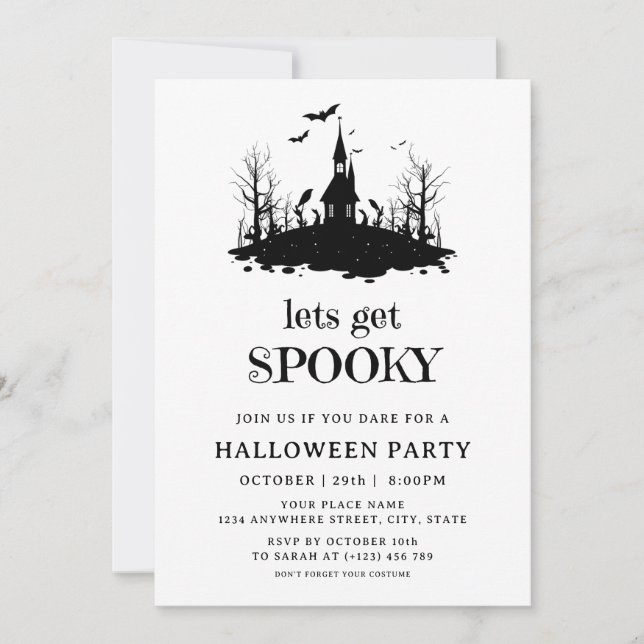 Spooky Spuk House Adult Halloween Kostüm Party Einladung (Vorderseite)