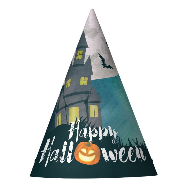 Spooky Spuk House Costume Night Sky Halloween Partyhütchen (Vorderseite)