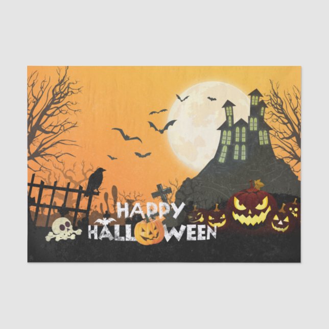Spooky Spuk House Costume Night Sky Halloween Seidenpapier (Vorderseite)