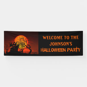 Spooky Spuk House & Full Moon Halloween-Party Banner