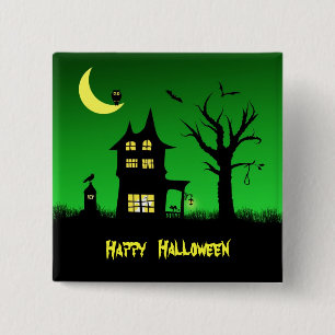 Spooky Spuk House Halloween Button