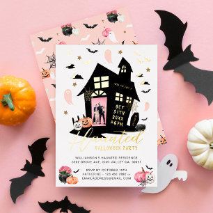 Spooky Spuk House Halloween-Party Custom Foto Folieneinladung