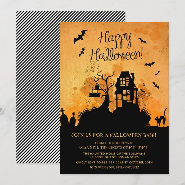 Spooky Spuk House Halloween-Party Einladung (Vorne/Hinten)