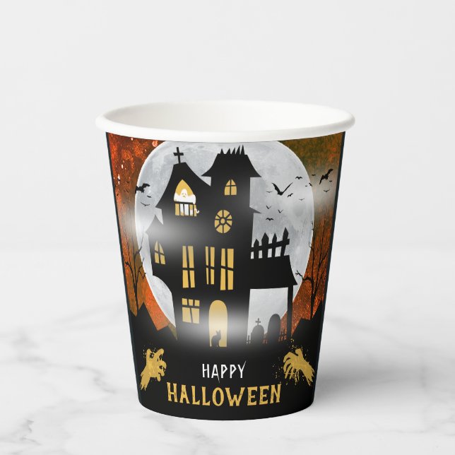 Spooky Spuk House Halloween-Party Pappbecher (Vorderseite)