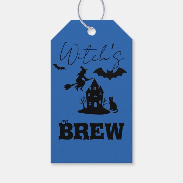 Spooky Spuk House & Hexe Silhouette | Geschenkanhänger (Vorderseite)