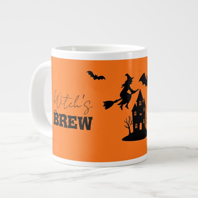 Spooky Spuk House & Hexe Silhouette | Jumbo-Tasse (Vorderseite Links)