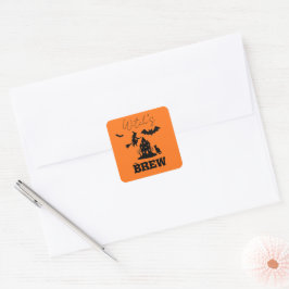 Spooky Spuk House & Hexe Silhouette | Quadratischer Aufkleber