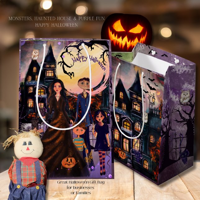 Spooky Spuk House Monster Familiengeschenktasche Mittlere Geschenktüte (Spooky Haunted House Monster Family Gift Bag)
