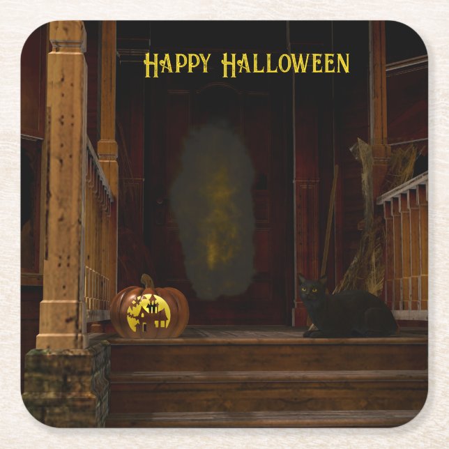 Spooky Spuk House Porch Rechteckiger Pappuntersetzer (Vorderseite)