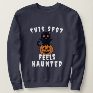 Spooky Spuk Print Halloween Pumpkin & Black Cat Sweatshirt