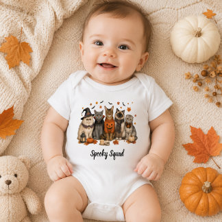 Spooky Squad Halloween Cats Illustration Baby Strampler