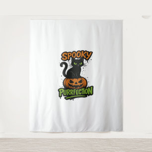 Spooky Squad Retro Halloween Design (Schwarzer Tex Wandteppich