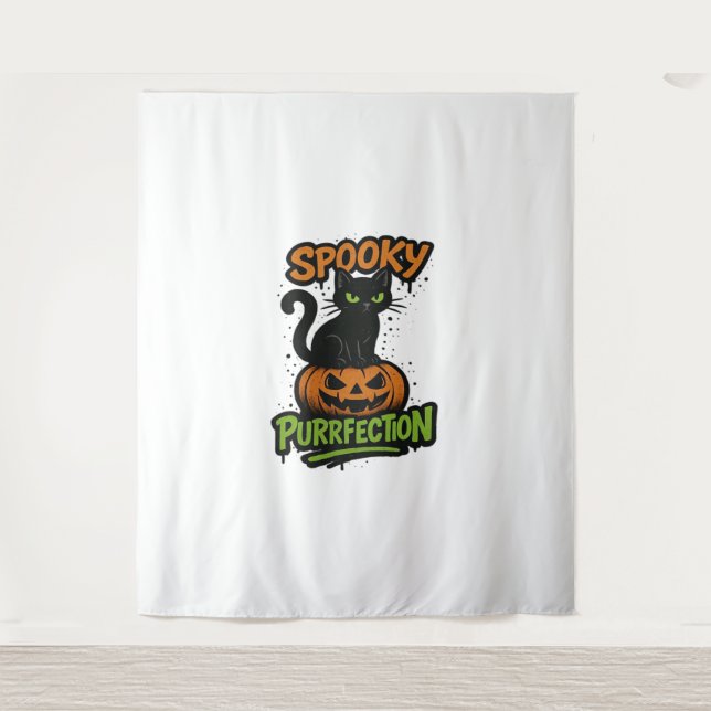 Spooky Squad Retro Halloween Design (Schwarzer Tex Wandteppich (Vorderseite)