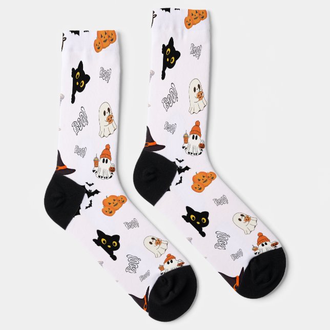 Spooky Steps: Halloween-Zeichentricksocken Socken (Rechts)