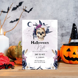 Spooky & Stylish: Violet Watercolor Halloween Einladung