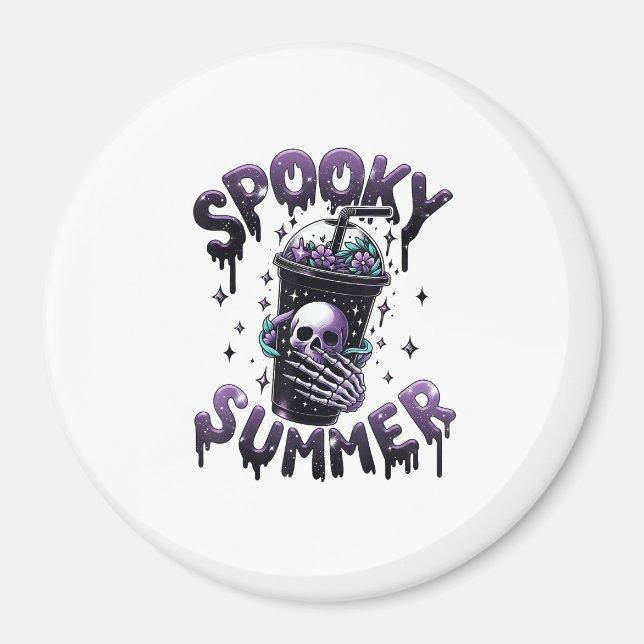 Spooky Summer Funny Meme Skeleton Kaffee Funny Sum Magnet (Vorne)