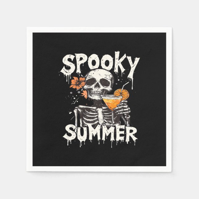 Spooky Summer Funny Meme Skeleton Kaffee Summerwee Serviette (Vorderseite)