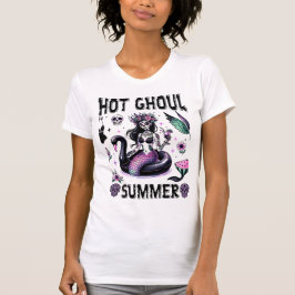 Spooky Summer Pastel Goth Sugar Skull Mermaid T-Shirt