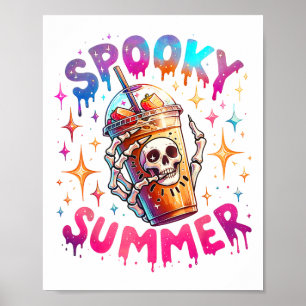 Spooky Summer Skeleton Kaffee Sommerurlaub Fami Poster