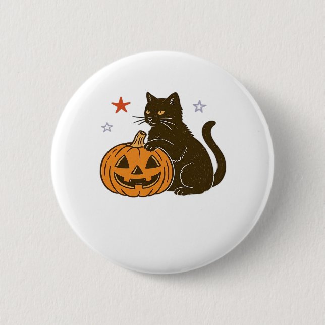 Spooky Sweet Halloween Kitty Classic T - Shirt Button (Vorderseite)