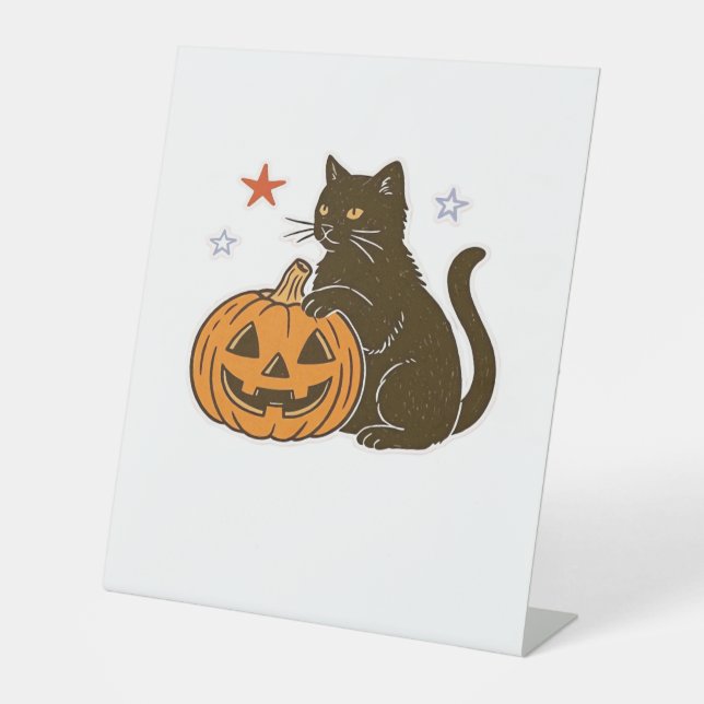 Spooky Sweet Halloween Kitty Classic T - Shirt Sockelschild (Vorderseite)